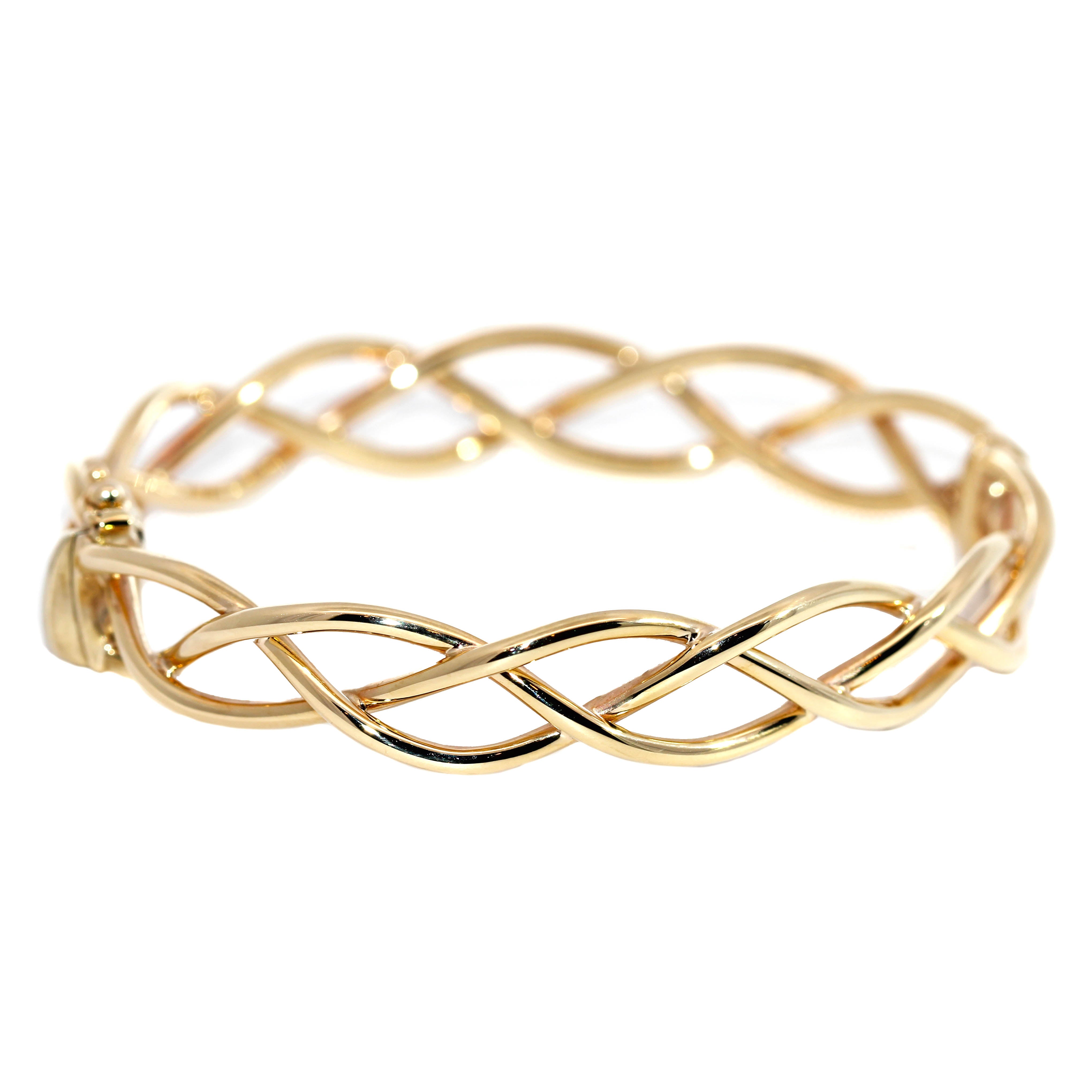 9ct Yellow Gold Crossover Hinged Bangle – Clayfield Jewellery Online