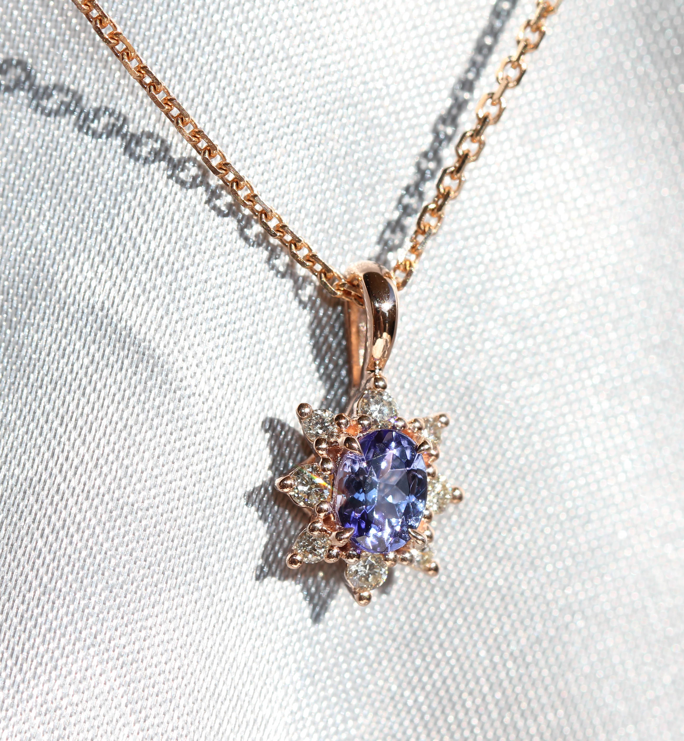 Tanzanite, Diamond Rose Gold Pendant