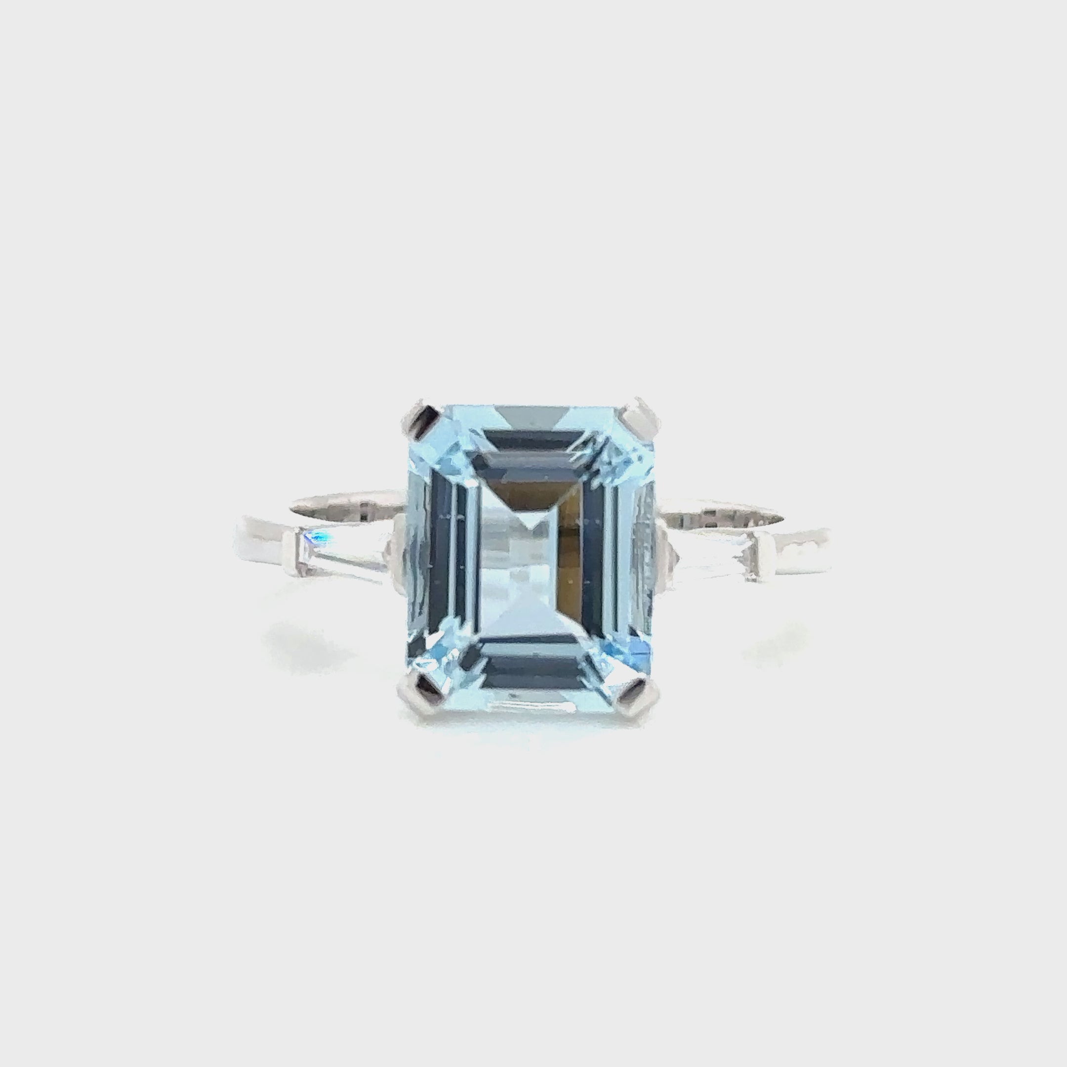 Aquamarine baguette outlet ring