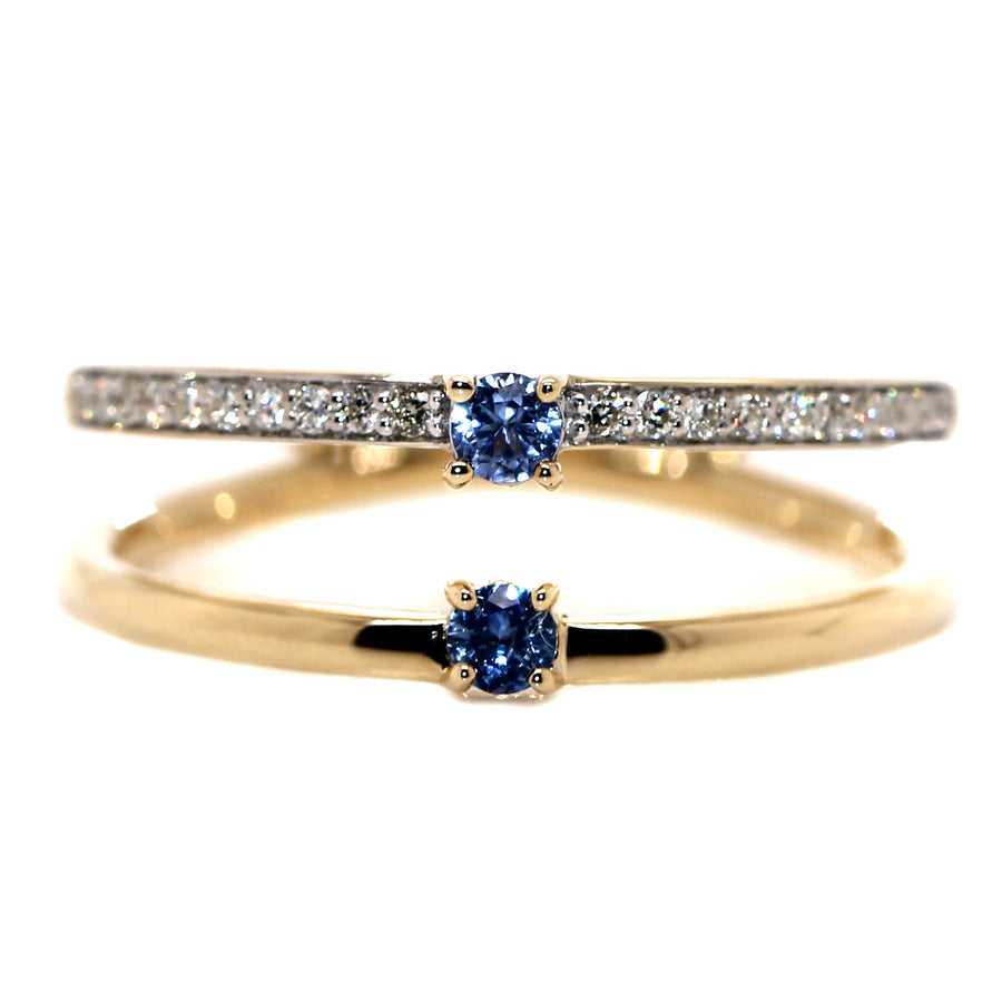 Split Band Ceylon Sapphire & Diamond Ring