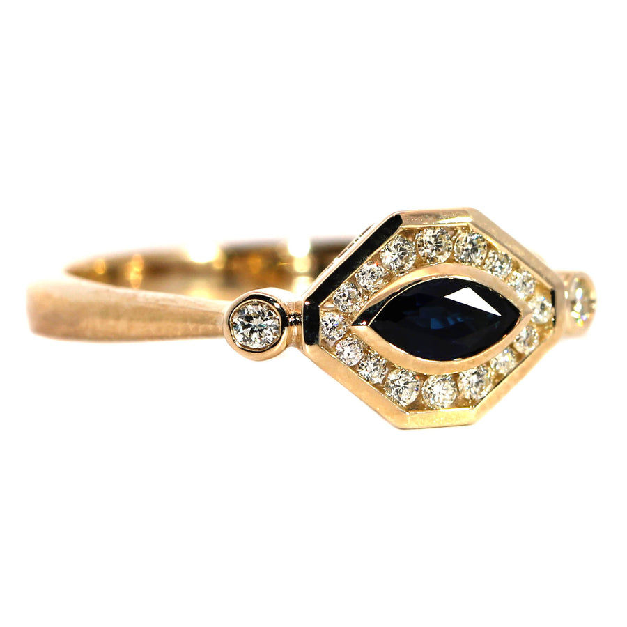 Evil Eye Sapphire, Diamond & Yellow Gold Dress Ring