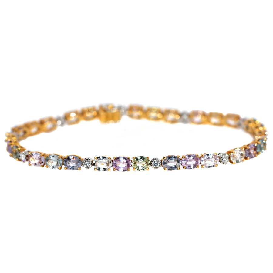 Oval Cut Multi-Colour Sapphire & Diamond Bracelet