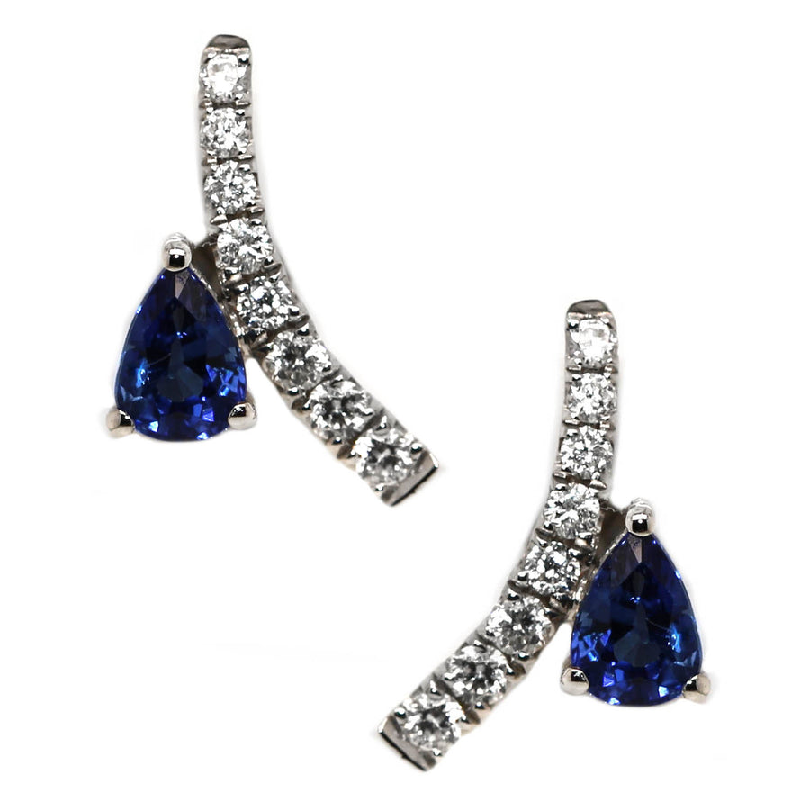 Pear Cut Sapphire & Diamond Studs