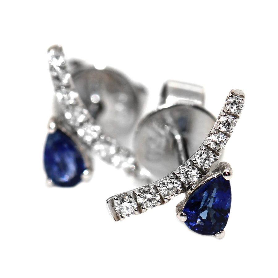 Pear Cut Sapphire & Diamond Studs