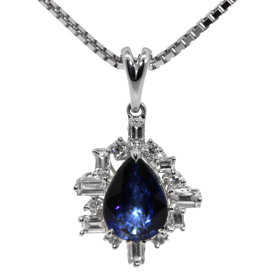 Geometric Style Sapphire & Diamond Pendant