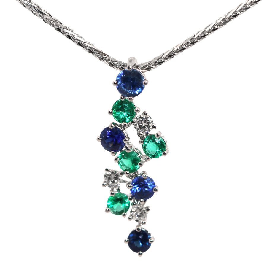 Sapphire, Emerald & Diamond Pendant