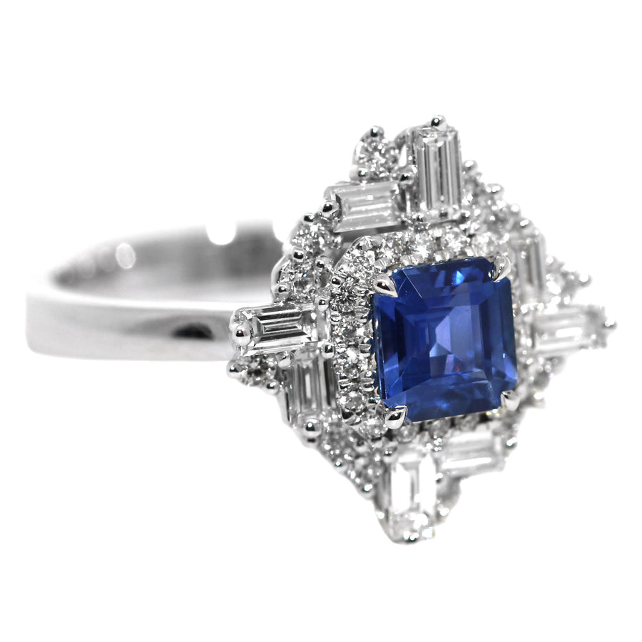 Geometric Style Sapphire & Diamond Dress Ring