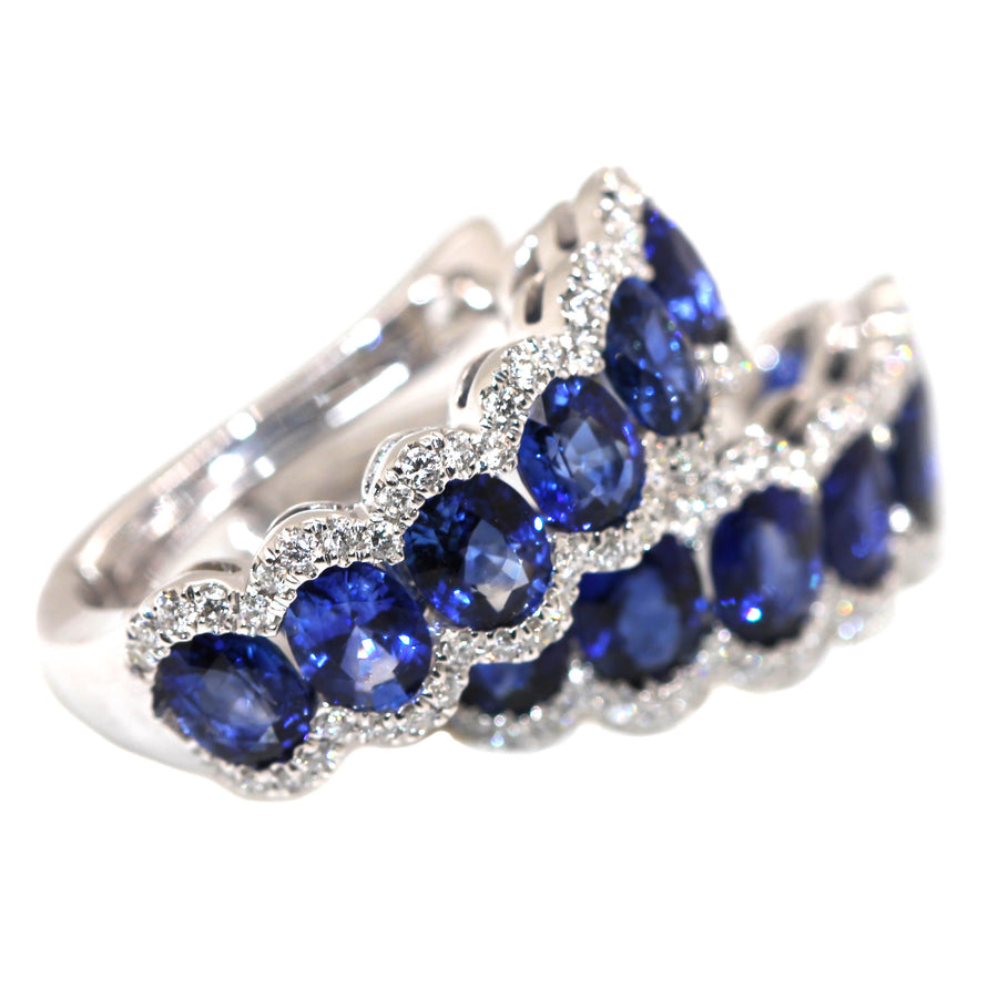 Oval Cut Sapphire & Diamond Huggies