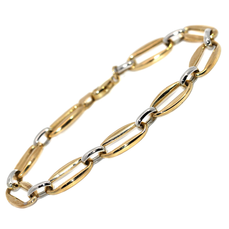 9ct Yellow & White Gold Open Link Bracelet