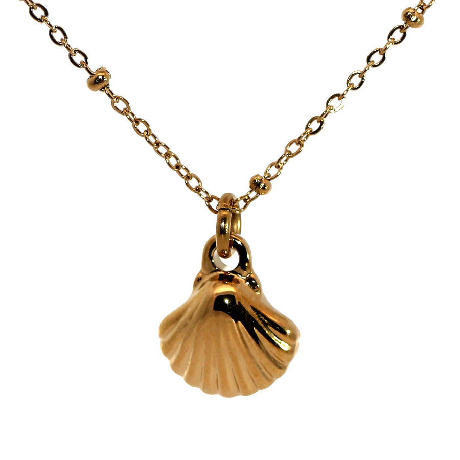 Yellow Gold Plated Stainless Steel Shell Necklet