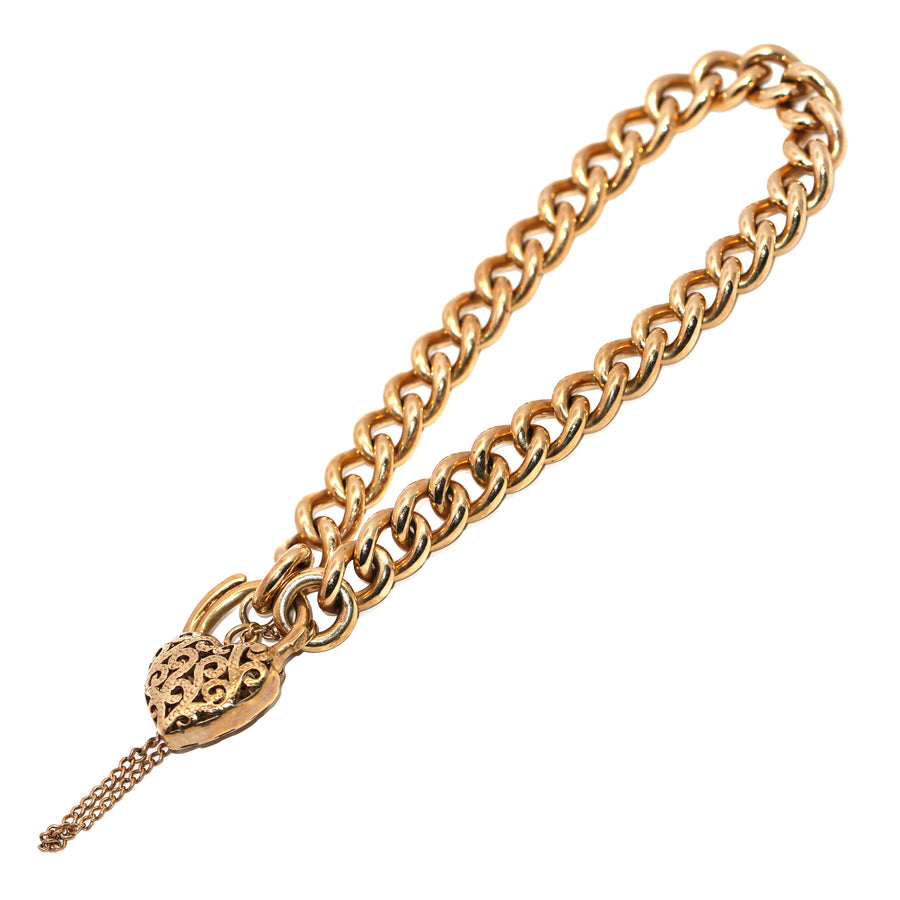 Yellow Gold Curb Padlock Bracelet
