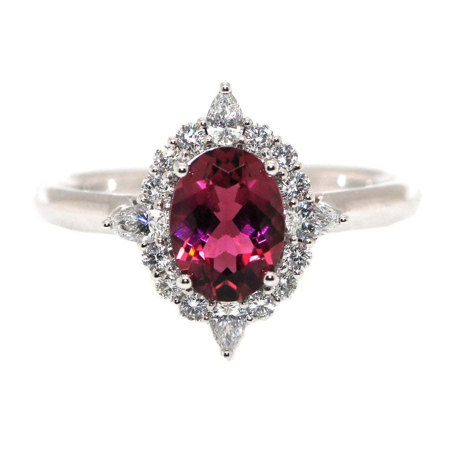 Oval Cut Pink Tourmaline & Diamond Dress Ring