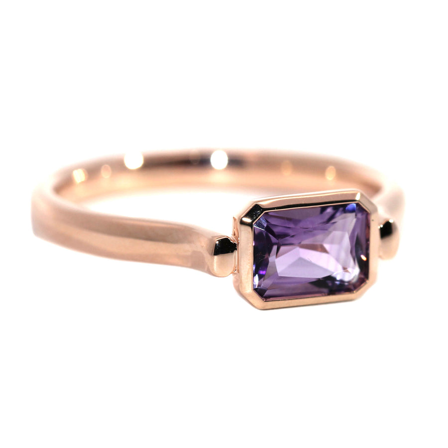 Emerald Cut Amethyst & Rose Gold Dress Ring