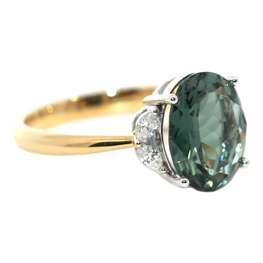 Green Tourmaline, Diamond, Yellow & White Gold Dress Ring