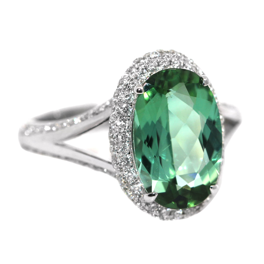 Mint Tourmaline & Diamond Dress Ring