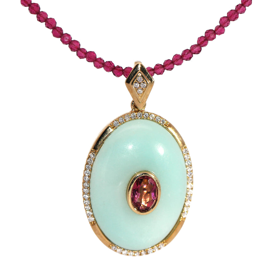 Amazonite, Pink Tourmaline & Diamond Enhancer