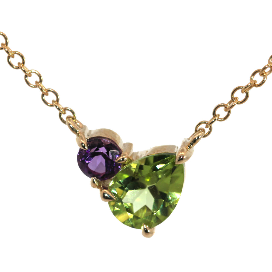 Peridot, Amethyst & Yellow Gold Necklet