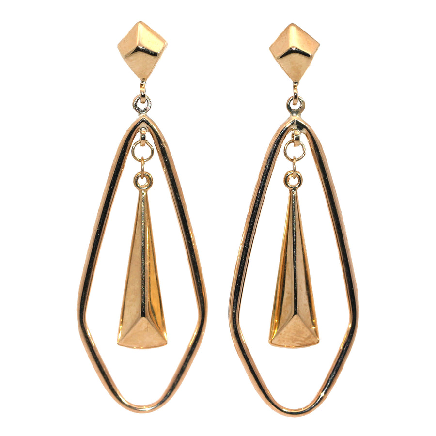 Yellow Gold Geometric Drop Earrings