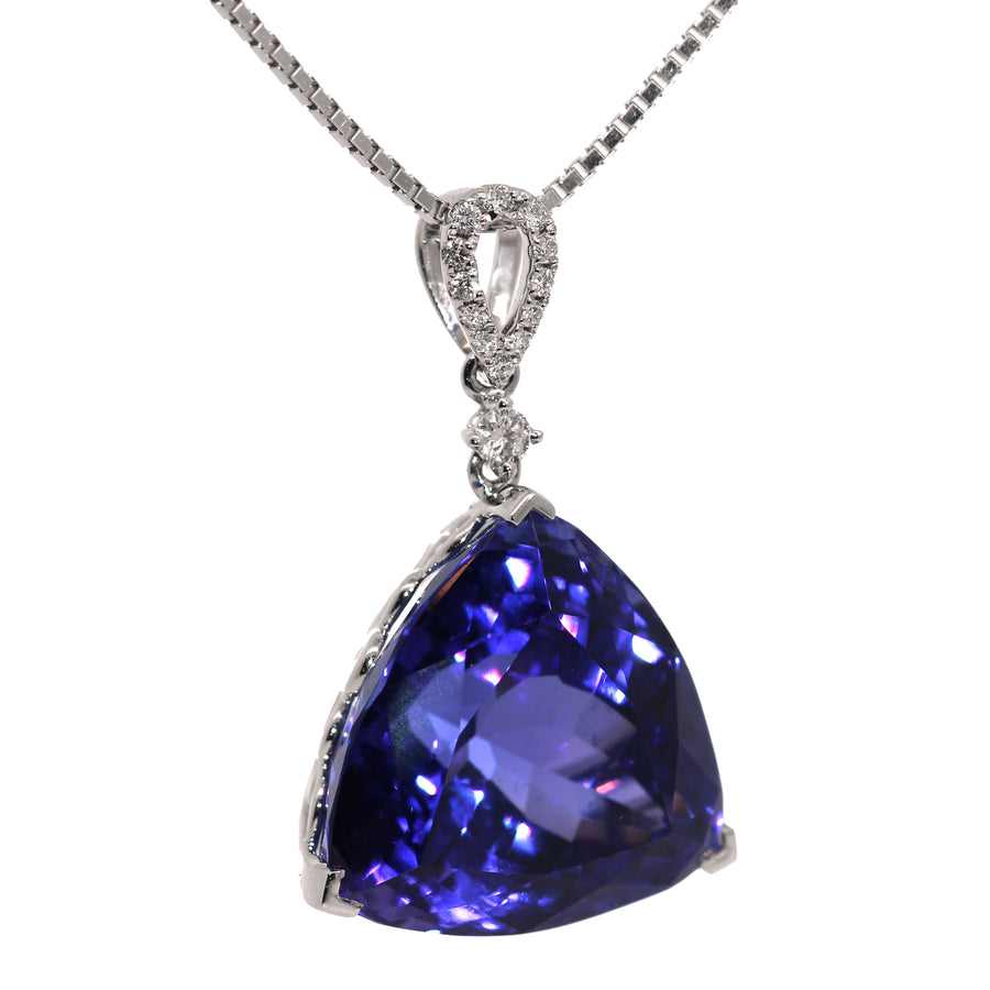 Trilliant Cut Tanzanite & Diamond Pendant