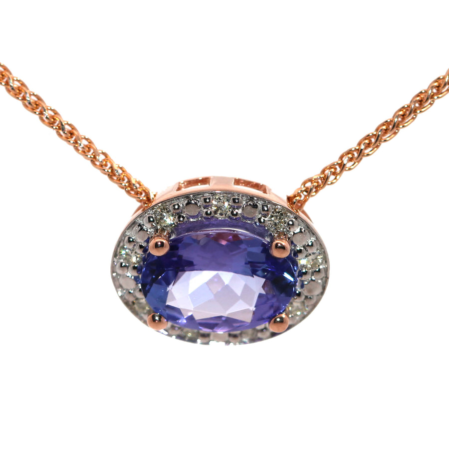 Tanzanite, Diamond, White & Rose Gold Slider Pendant