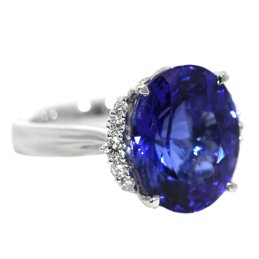 Oval Cut Tanzanite & Diamond Cocktail Ring