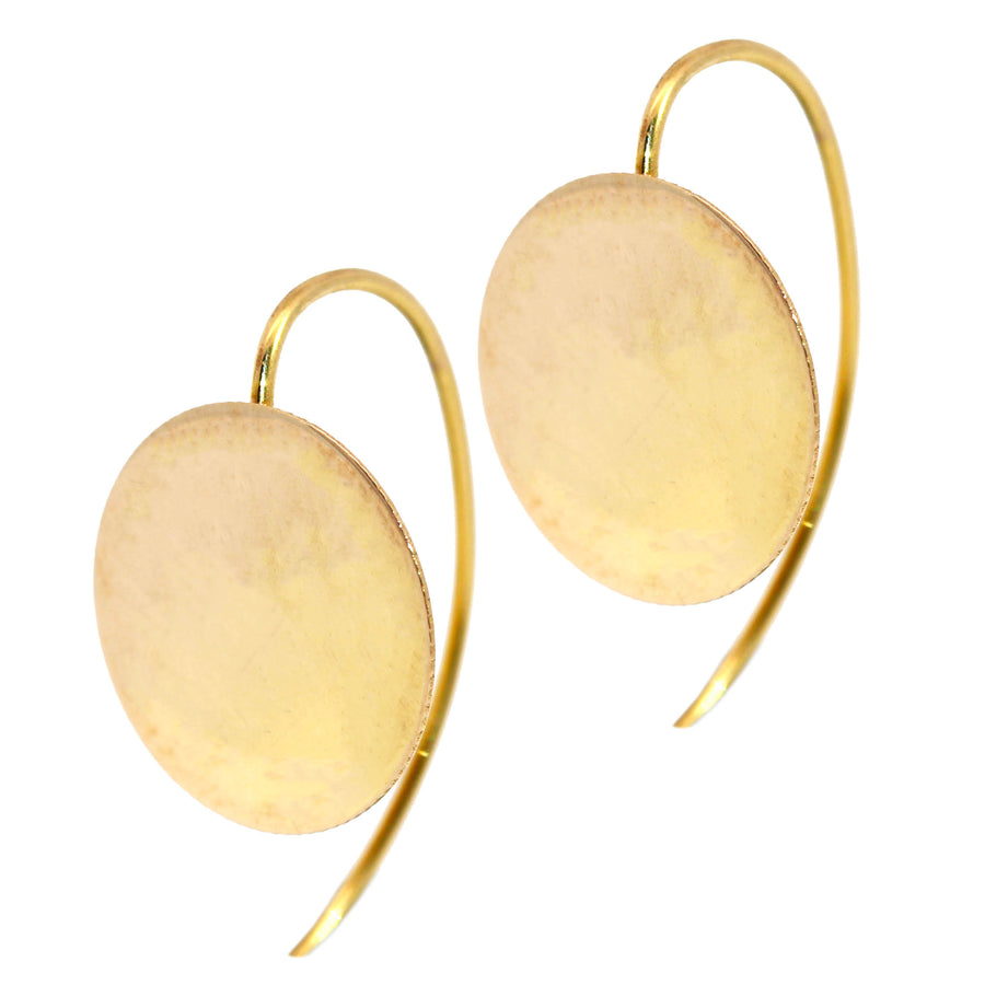 Yellow Gold Disc Drop Earrings