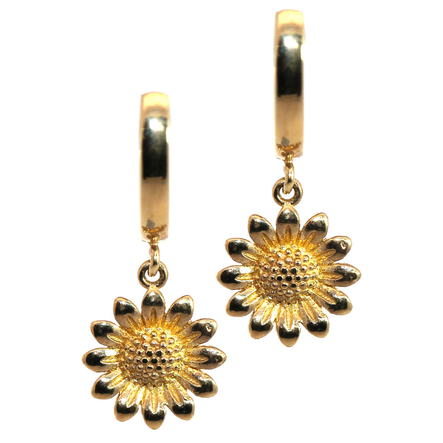 Yellow Gold Daisy Drop Earrings