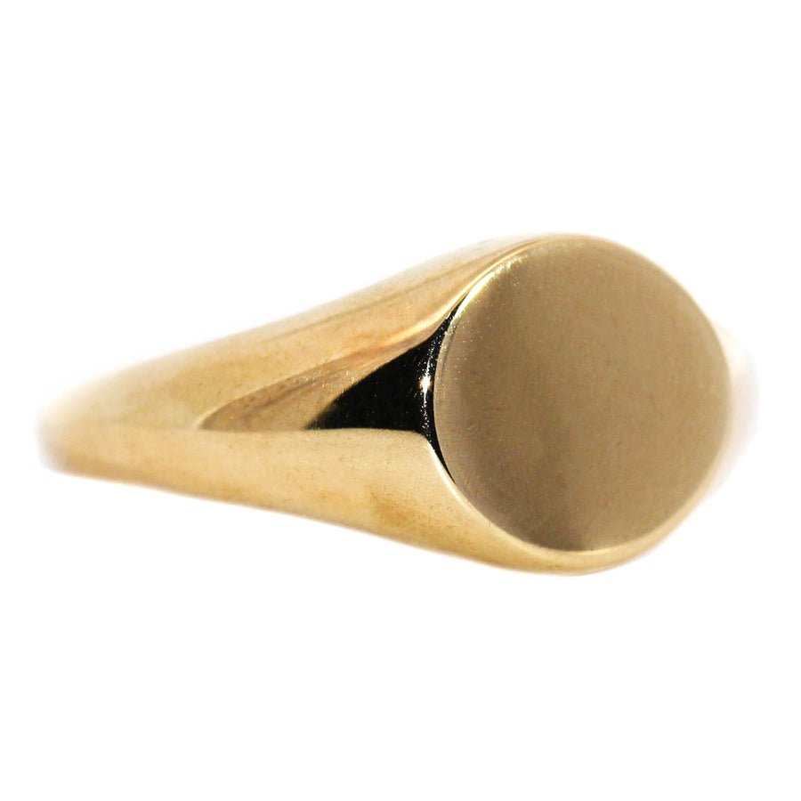 Custom Made Yellow Gold Round Signet Ring