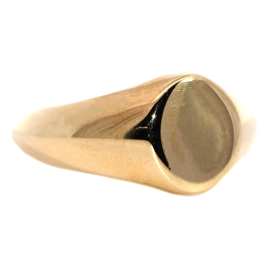 Custom Made Yellow Gold Oval Signet Ring