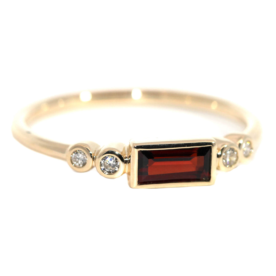 Baguette Cut Garnet & Diamond Dress Ring