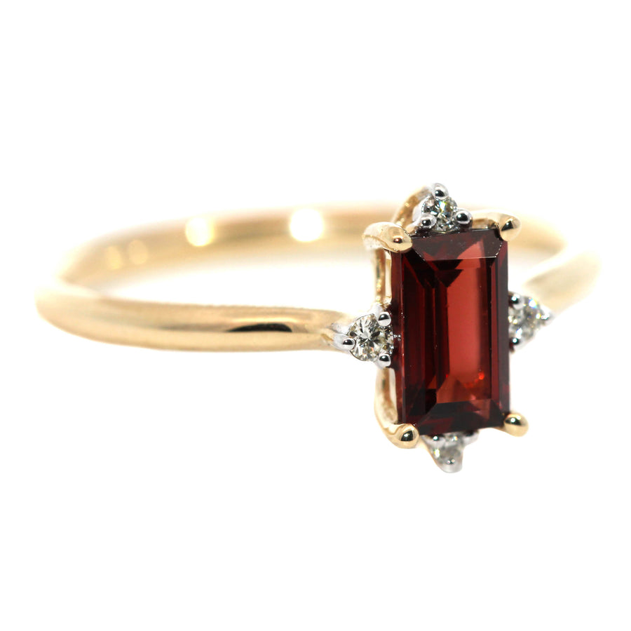 Radiant Cut Garnet & Diamond Dress Ring