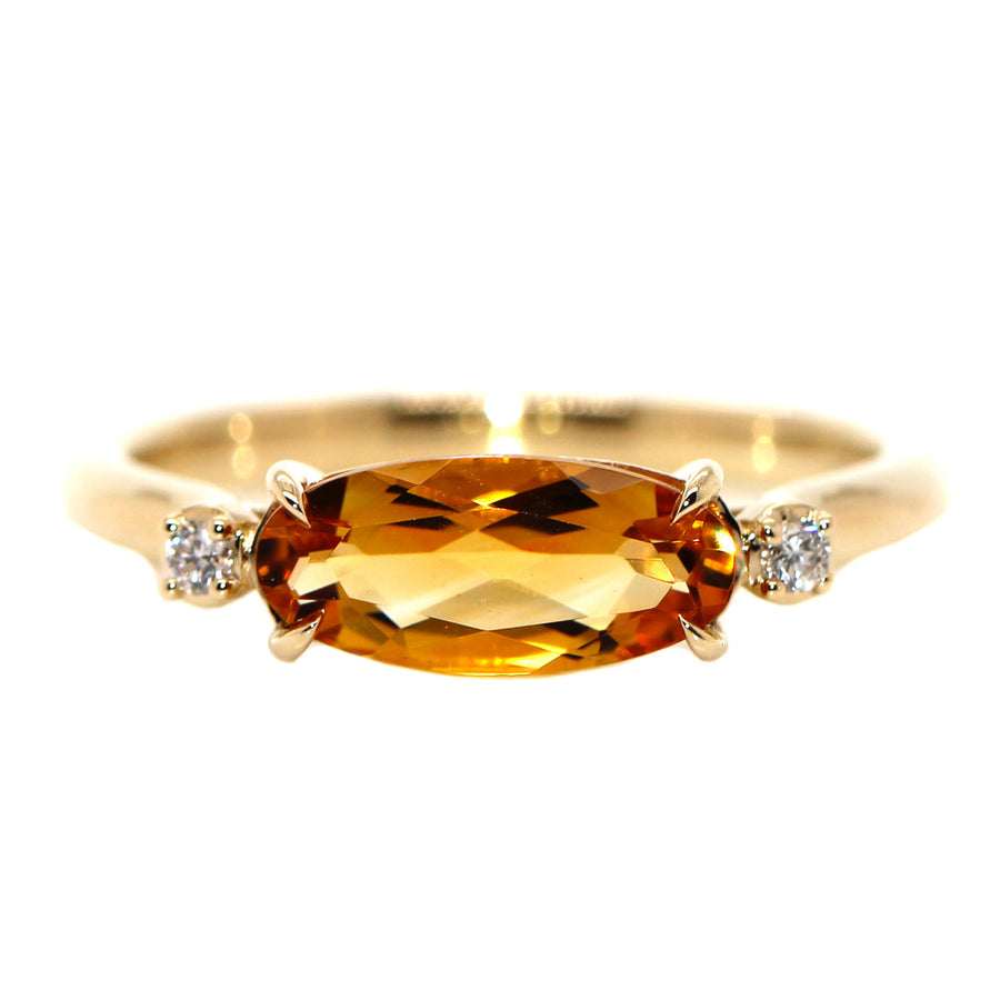 Oval Citrine, Diamond & Yellow Gold Dress Ring