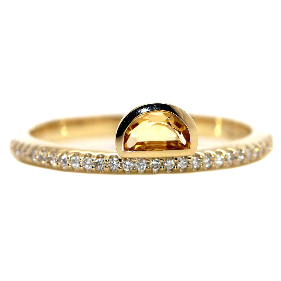 Half Moon Citrine & Diamond Ring