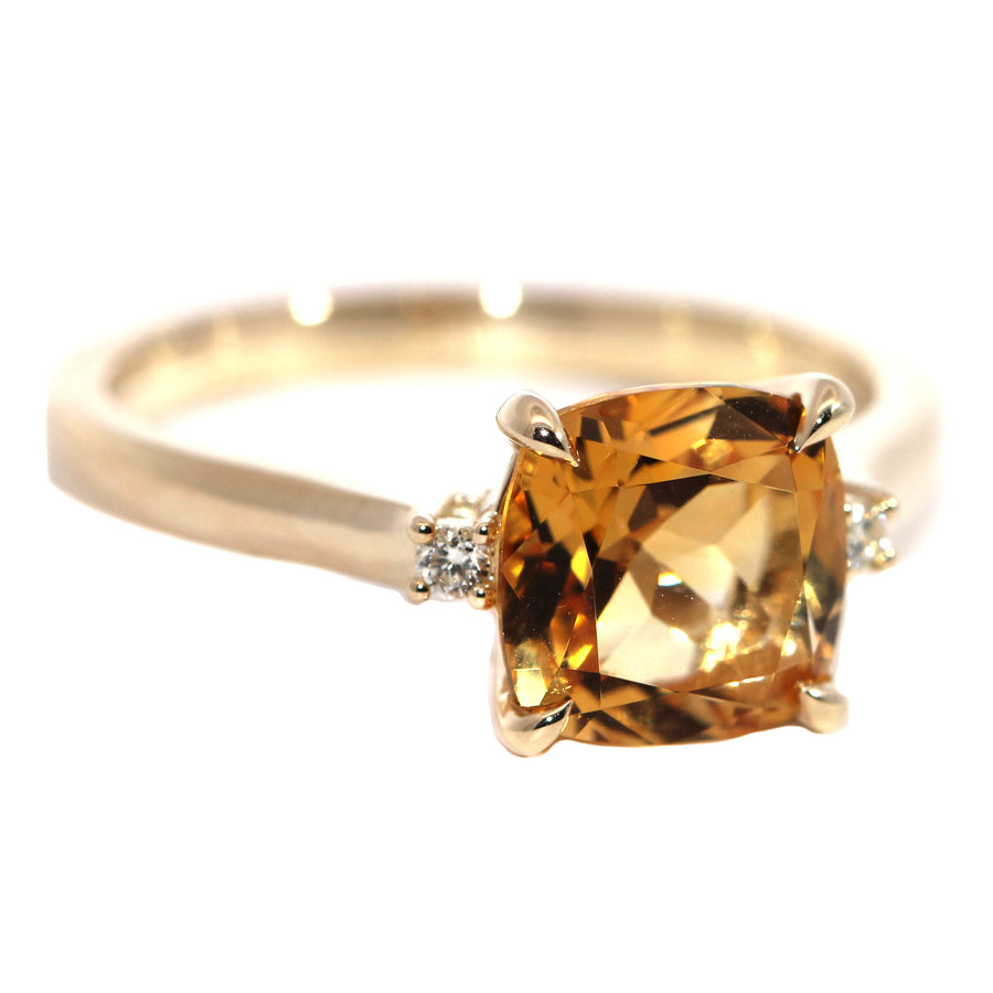 Cushion Cut Citrine & Diamond Dress Ring