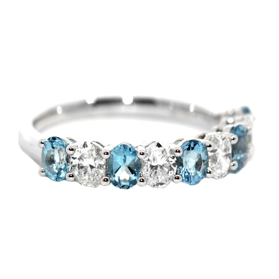 Aquamarine & Diamond Oval Cut Band