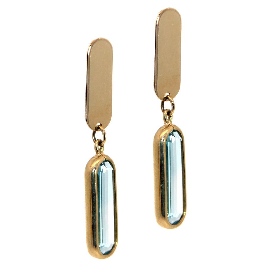 Topaz & Yellow Gold Bar Drop Earrings