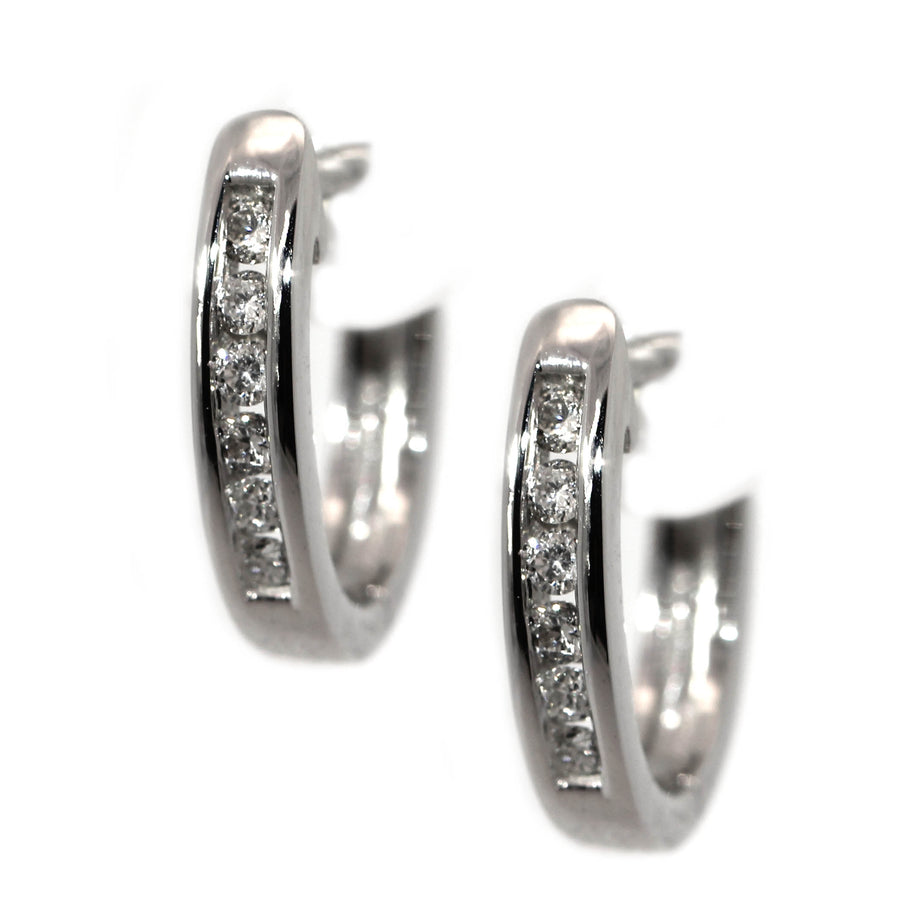 .15ct Diamond & White Gold Channel Set Huggies