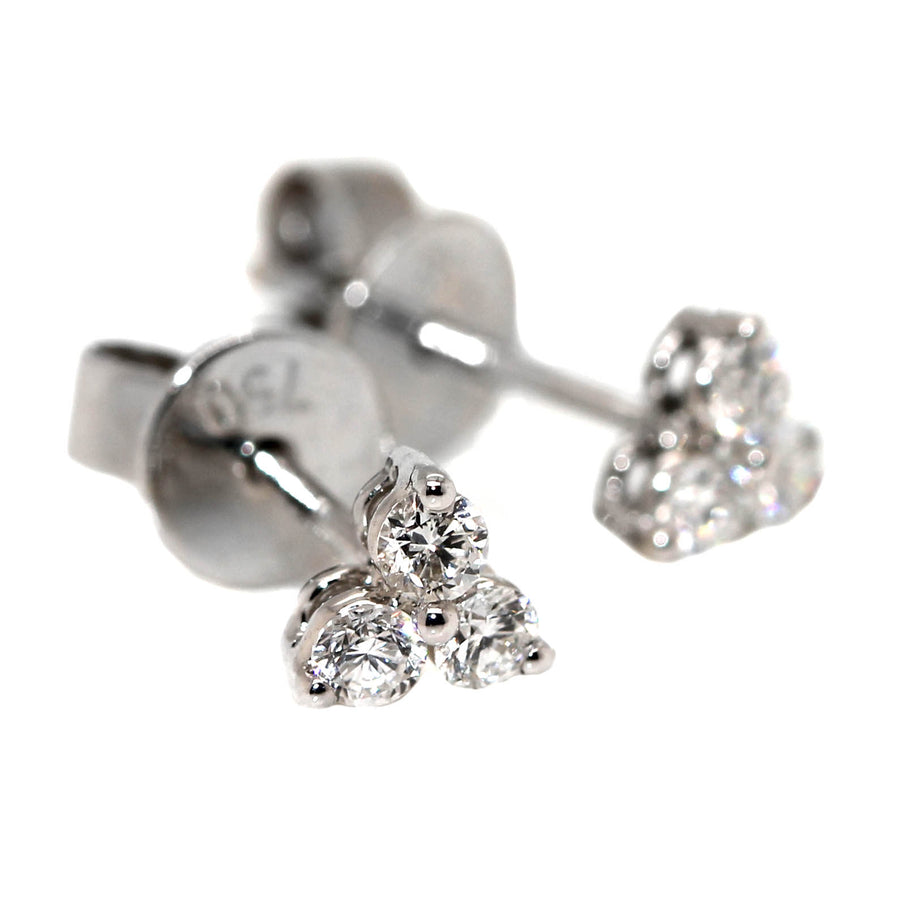 Diamond & White Gold Three Prong Studs