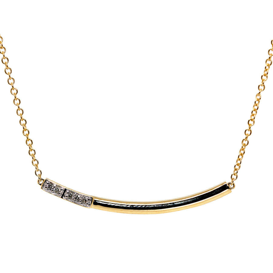 Diamond & Yellow Gold Bar Necklet