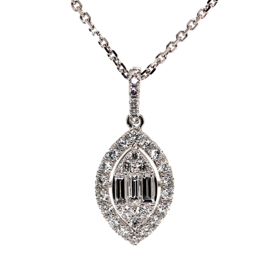 Cluster Set Diamond & White Gold Marquise Pendant