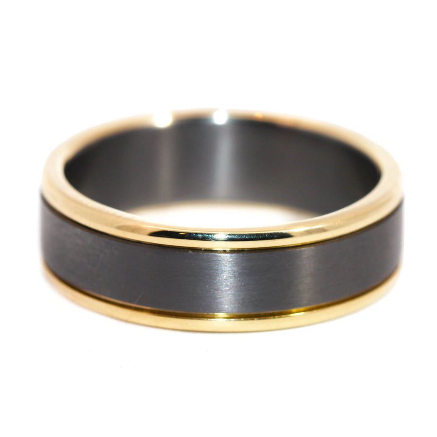 Three Row Yellow Gold & Tantalum Band