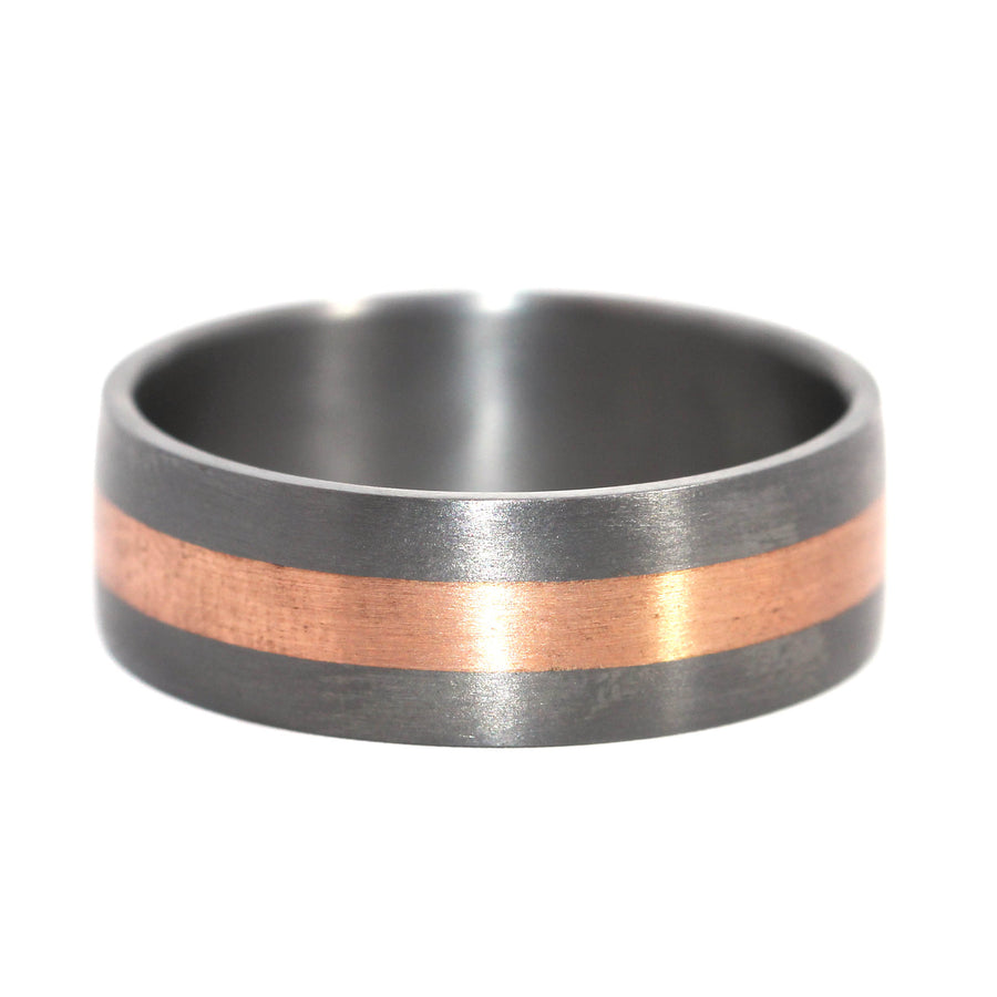 Three Row Rose Gold & Tantalum Brushed Finish Band