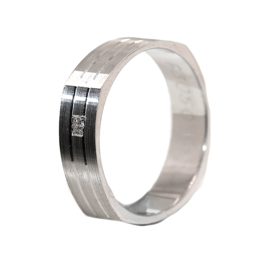 Squared Diamond & White Gold Gents Ring