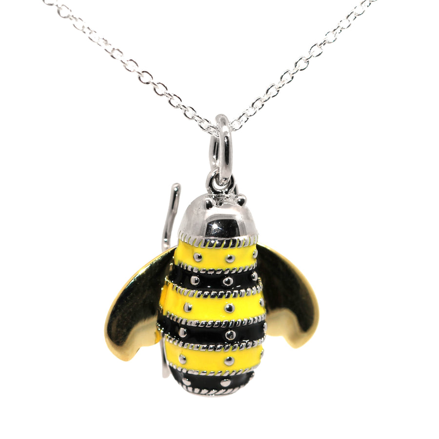 Sterling Silver, Enamel & Yellow Gold Plated Bee Necklet