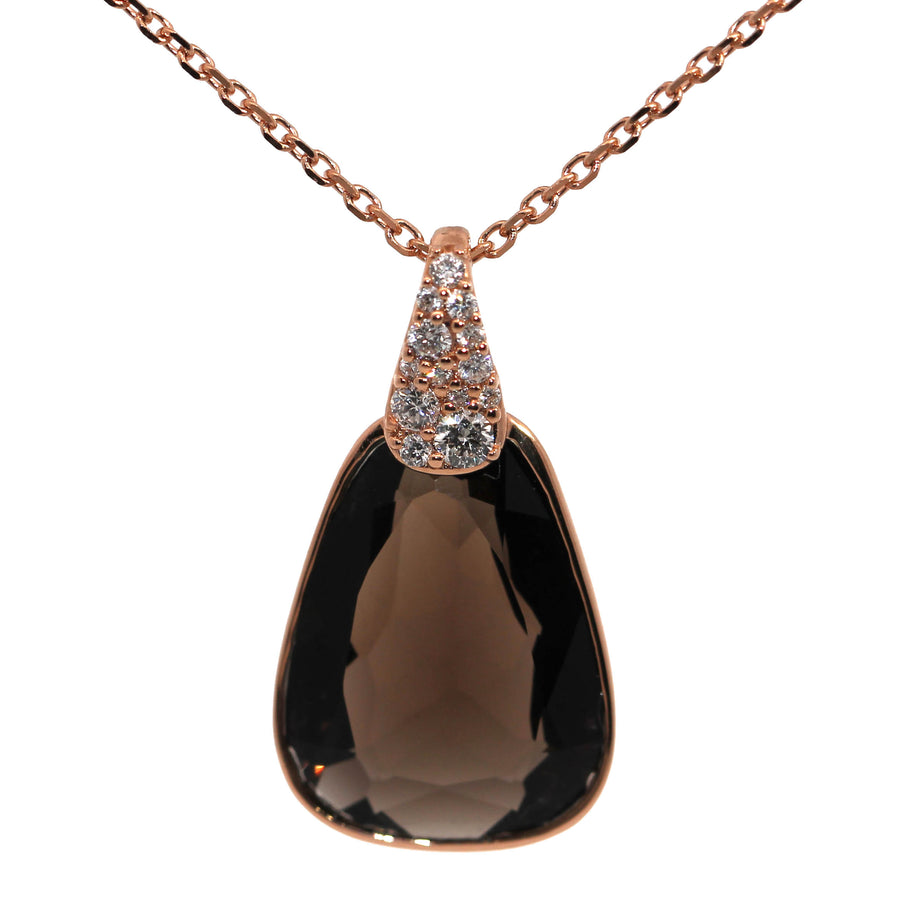 Smoky Quartz & Pave Set Diamond Necklet