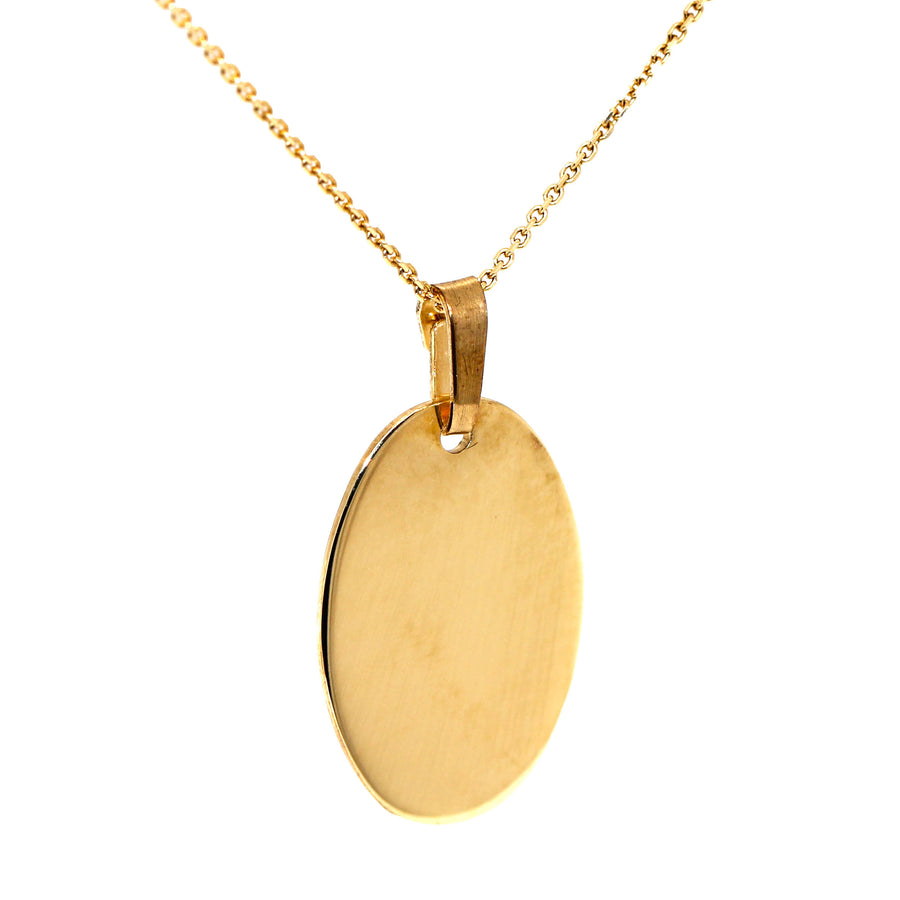 Yellow Gold Oval Disc Pendant