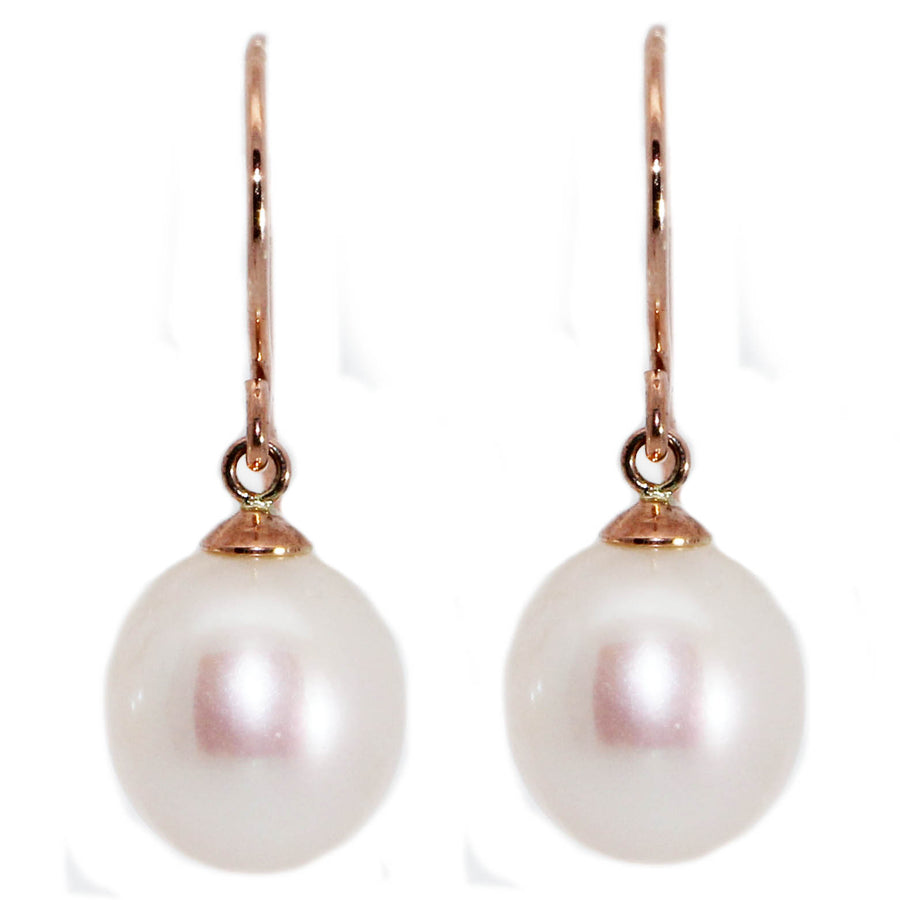 Fresh Water Pearl & Rose Gold Shepard Hook Earrings