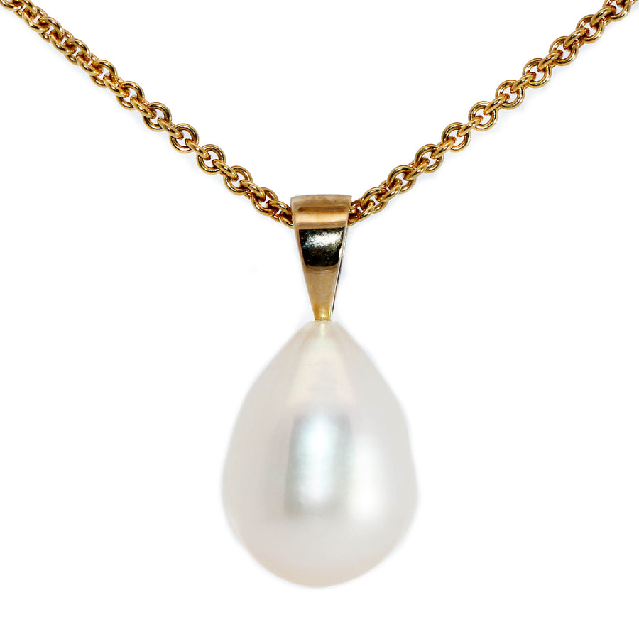 Teardrop Fresh Water Pearl & Yellow Gold Pendant