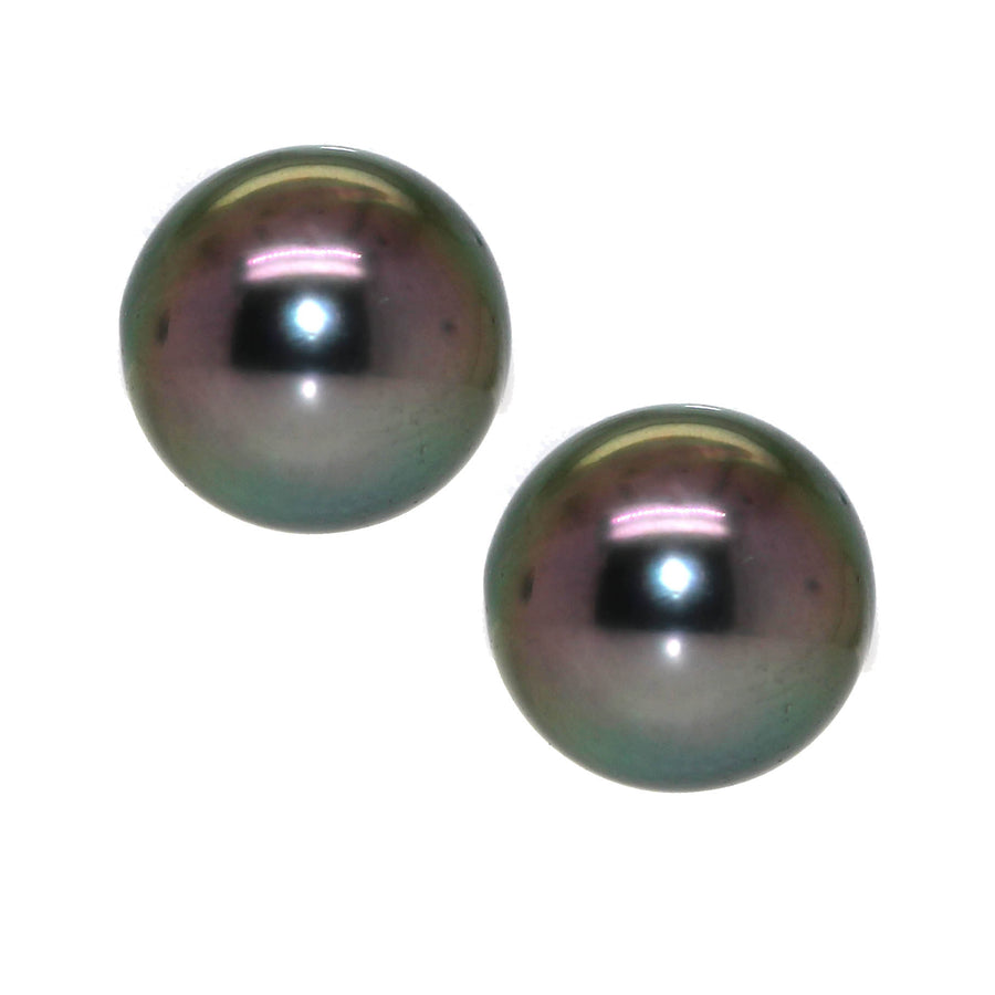 Tahitian Pearl & White Gold Stud Earrings