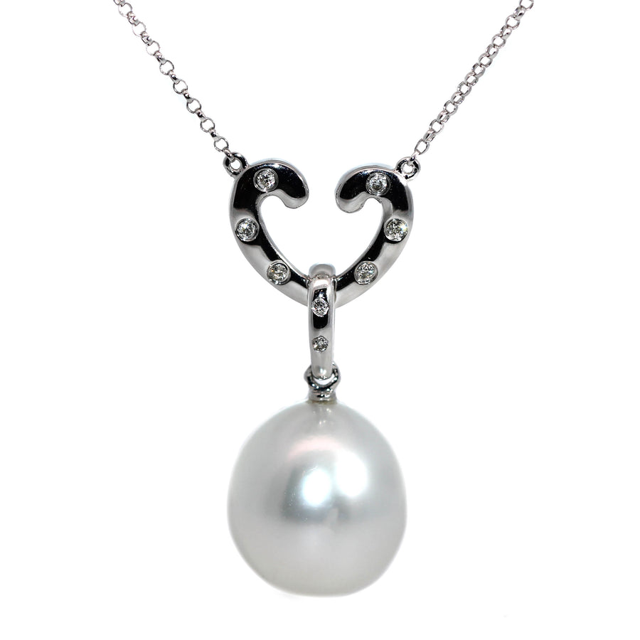 Diamond & South Sea Pearl Love Necklet